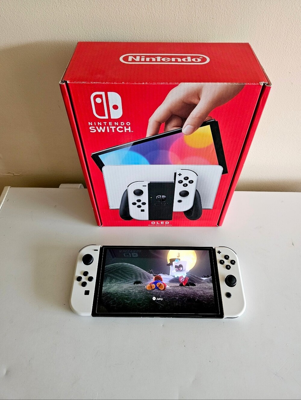 Nintendo Switch OLED Console with White Joy-Con Controllers w/Original Box!